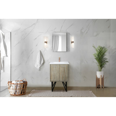 Rustique 24 po Meuble-lavabo X 20 avec comptoir en marbre de culture et robinet or rose - miroir antitaches 18 - l 24 po x P 20 po - inclus