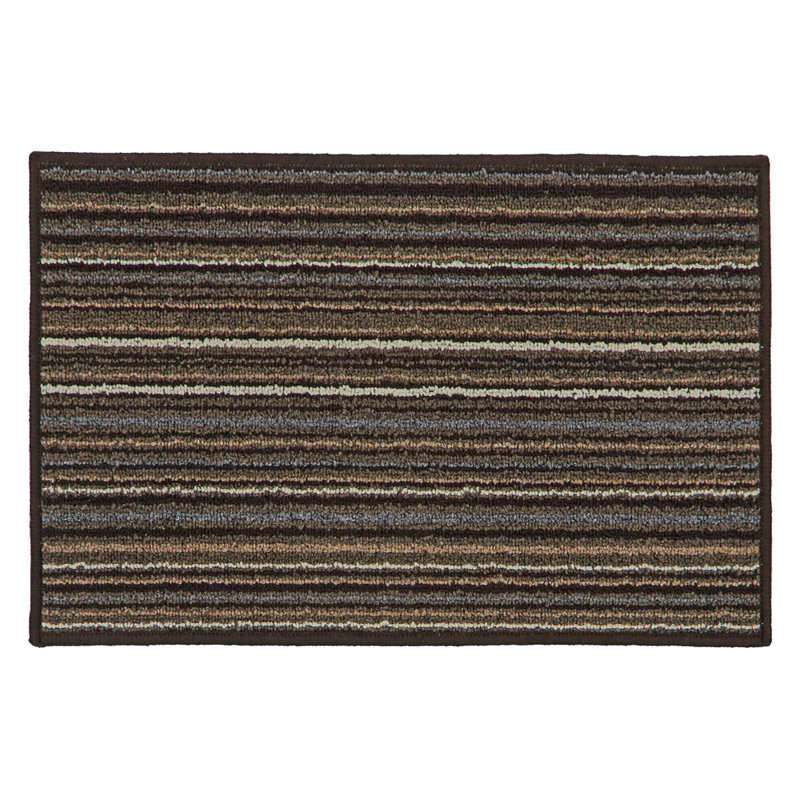 Non-Slip Striped Indoor Doormat, Brown, Rectangle W40 x L60 cm