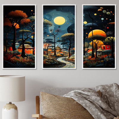 «Yellow African Pygmy Village Chronicles II» - art mural tribal africain