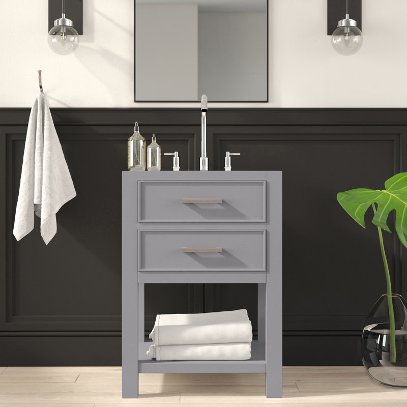Base de meuble-lavabo simple 24 po Brooks seulement, Gris givré