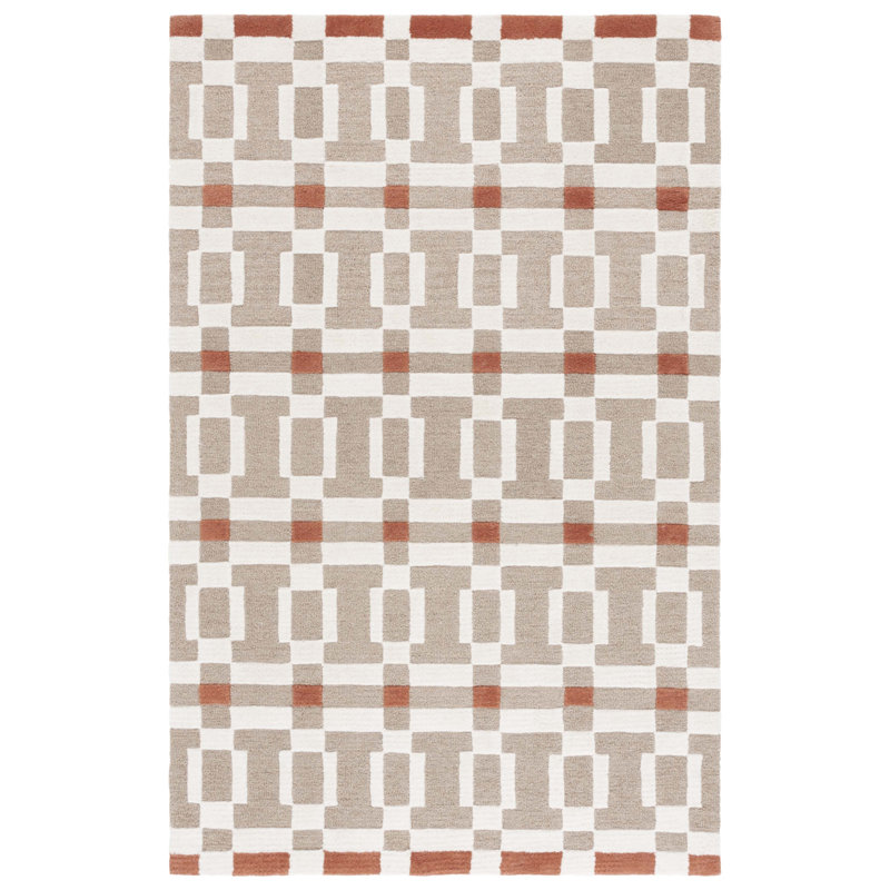 Tapis géométrique en laine et en coton touffeté à la main Jassir, Rectangle 4 pi x 6 pi