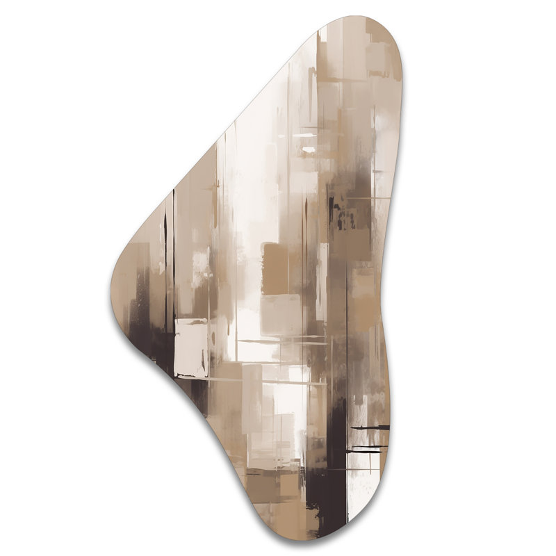 «Cubism Beige Synergy», art mural abstrait en forme de métal, sculpture murale asymétrique en métal