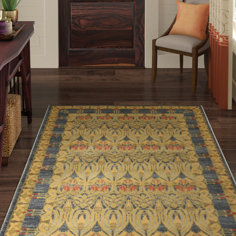 Tapis carré en polypropylène tissé à la machine en rouge / brun / bleu Akane, Rectangle 8 pi x 11 pi