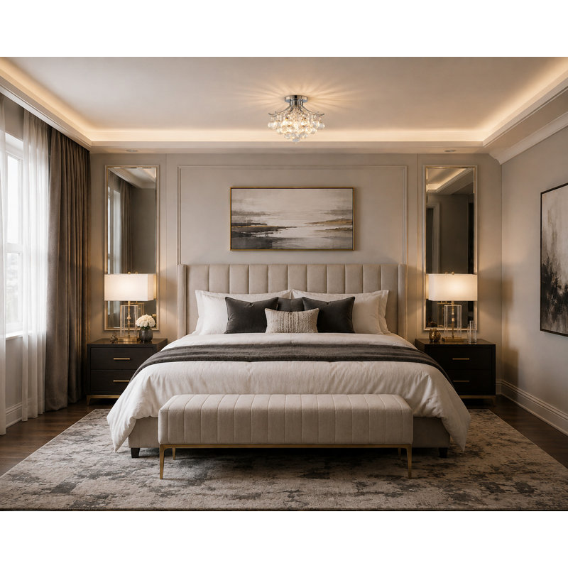 Transitional 3 Light Crystal Semi Flush Mount, Chrome