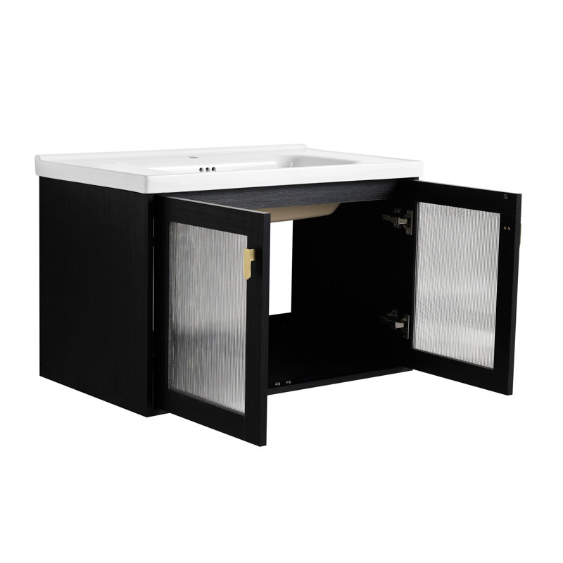 Meuble-lavabo mural 32 po avec lavabo pour petite salle de bain Rechetta