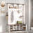 Farmhouse 4-in-1 Hall Tree With 6 Hooks, Entryway Bench With Adjustable Shelves, 16 Open Compartments And A Side Umbrella Rack-1264172473