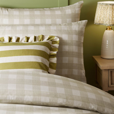 Linen Stripe Striped Green Square Throw Cushion
