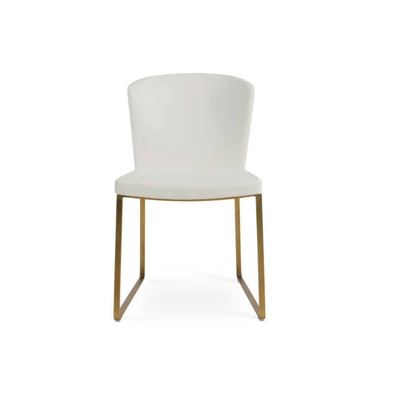 Chaise de salle à manger rembourrée Capri, Caramel, Laiton