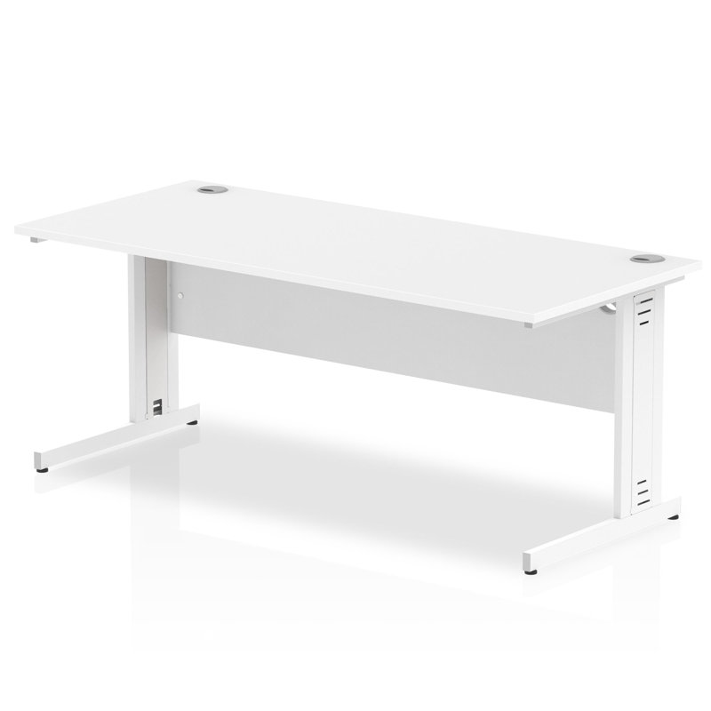 Impulse Metal Base Computer Desk, White, 73cm H x 180cm W x 80cm D, White