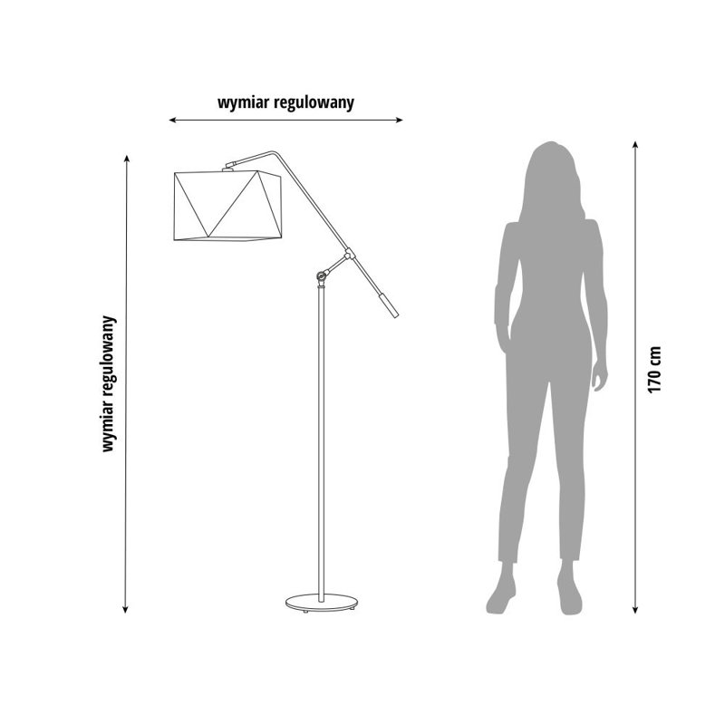 Nashville 170cm Reading Floor Lamp, Silver, Black 