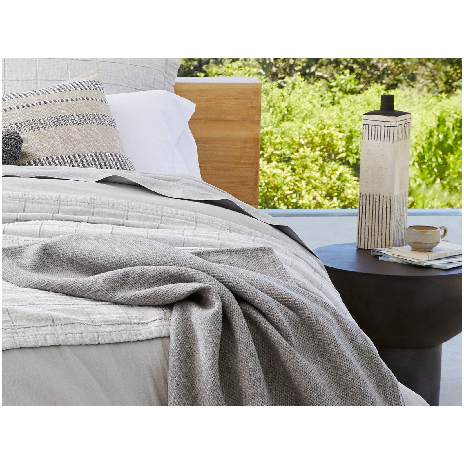Sequoia Hand Woven Throw Blanket, Queen, Gray