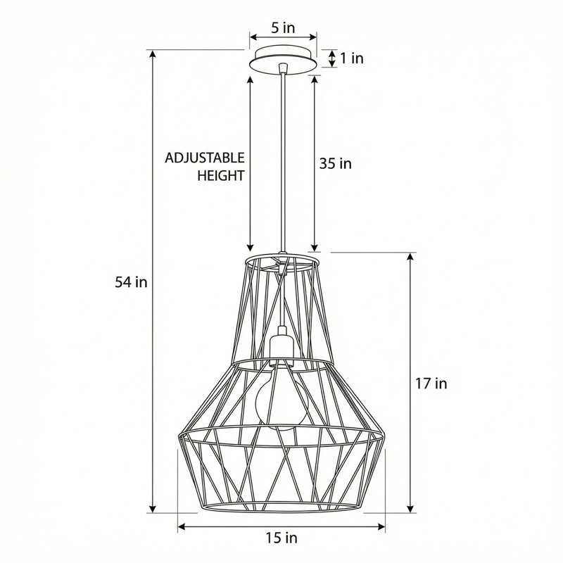 Luminaire suspendu réglable Vertex Cage, Encre