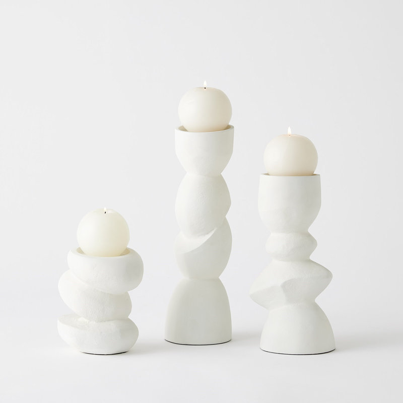 Pradier Candle Holder-White-Med