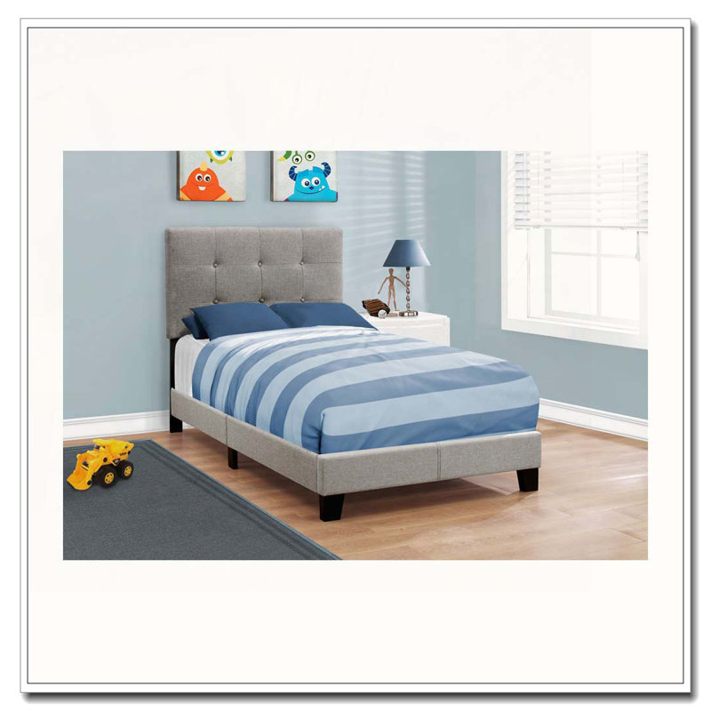 Lit plateforme tapissier, gris, Simple