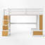 Lit mezzanine double avec bureau et tablettes, deux tiroirs intégrés, escalier de rangement-1915148827