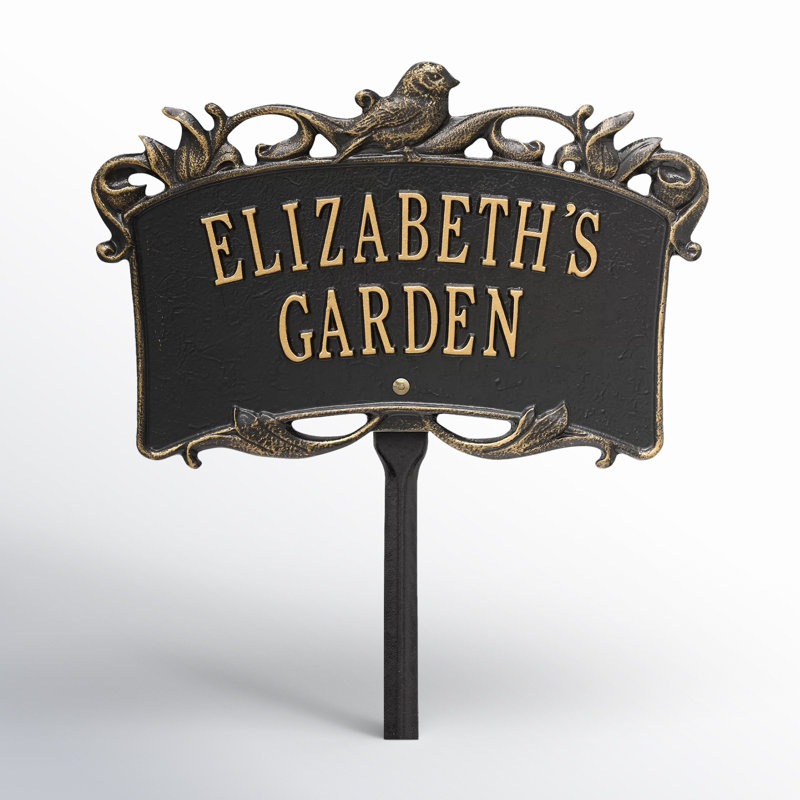 Song Bird Personalized Garden Sign, Black/Gold, Yes