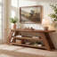 Console en bois massif de 180 cm (70,87 po), table d'entrée extra longue à 3 niveaux