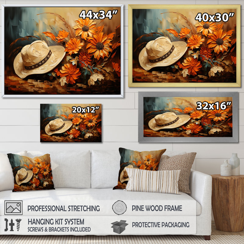 Autumn Cowboy Hat I - Cowboys, art mural, Toile tendue, H 30 po x l 40 po x P 1,5 po