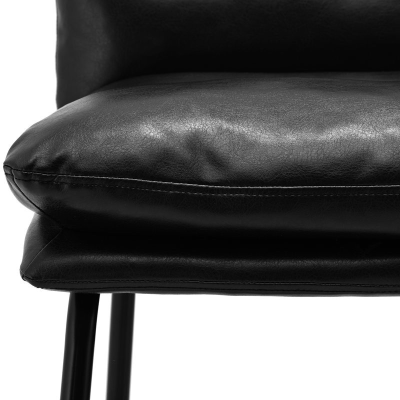 Modern Thick Upholstered Bar Stool and Counter Stool with Metal Frame, Black, 30.75"