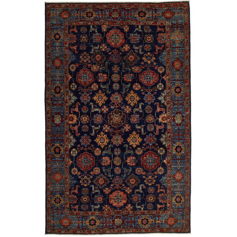Tapis bleu marine et bleu 5 x 8