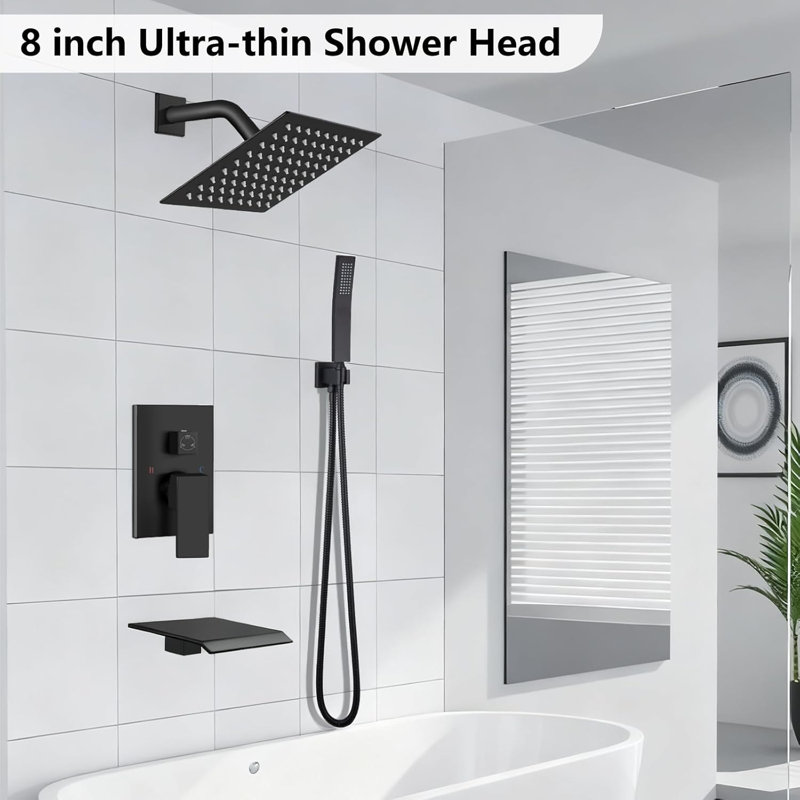 Matte Black 3-Function Tub Shower Faucet Set 