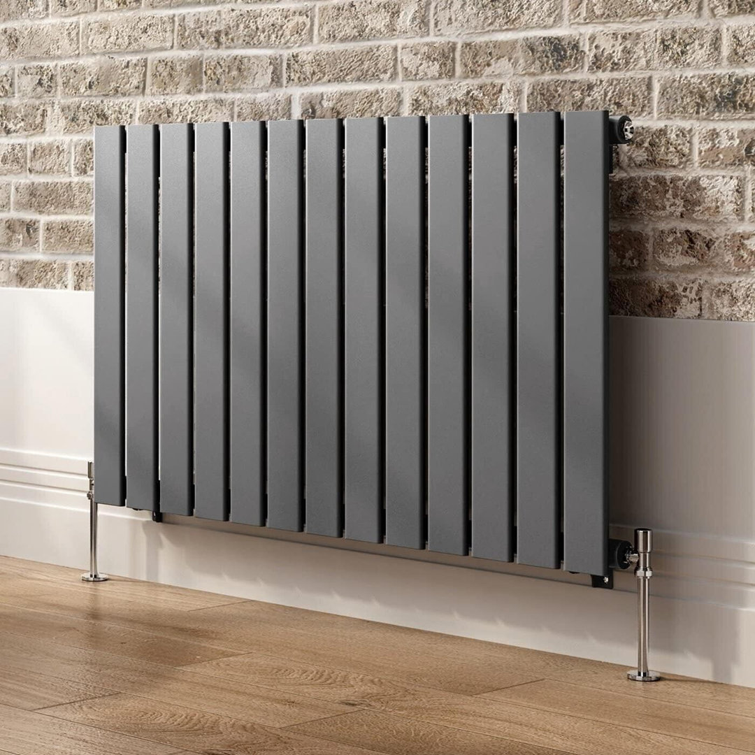 iBathUK Belgravia Horizontal Single Slim Flat Panel Radiator Angled Valve