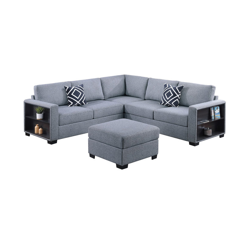 Ensemble de canapé modulaire 4 pièces Contemporary, Boucle gris