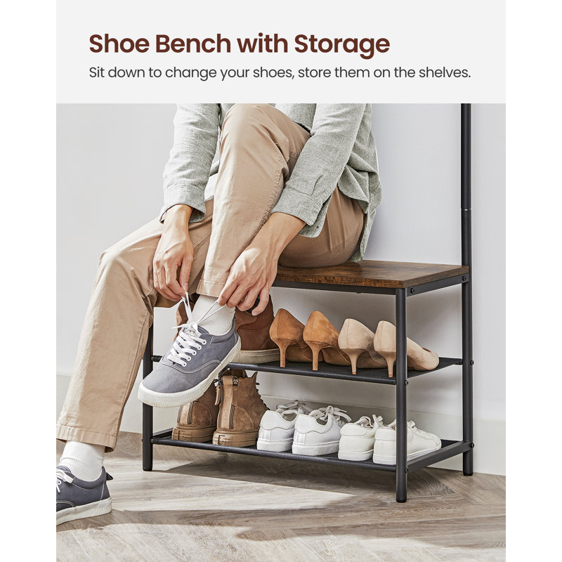 Shoe Bench Ft Wide Shoe Rack Solid Wood Rope Shoe Bench Modern - Main Image