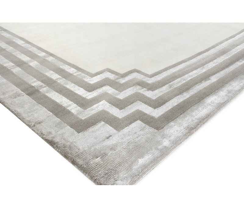 Vero Geometric Area Rug, Rectangle 10' x 14', Ivory/Silver/Dark Gray