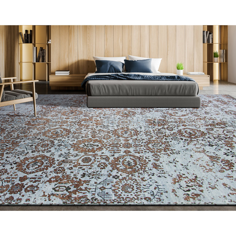 Floral Area Rug in Brown, Rectangle 10' x 14'