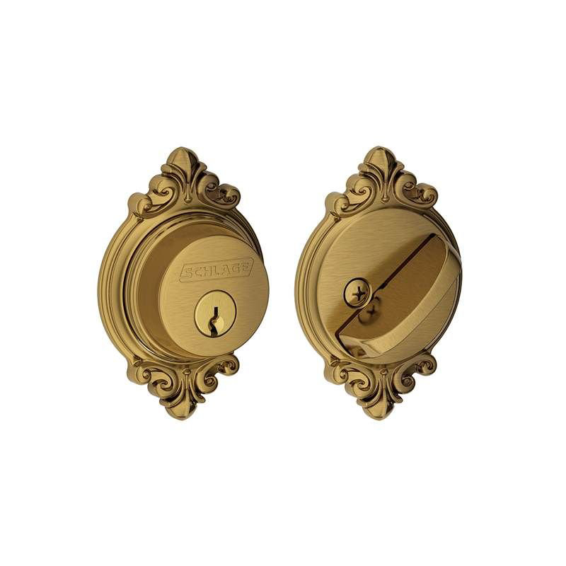 Single Cylinder Deadbolt with Brookshire Trim, Antique Brass, Keyed Alike, Yes