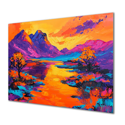 «Vibrant Lake In African Landscape I», impression sur métal, paysages d'Afrique