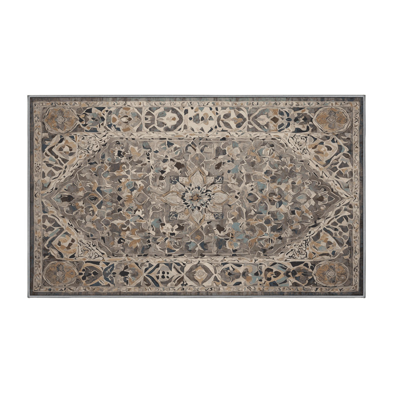 Machine Washable Grey Area Rug, Rectangle 8' x 12'