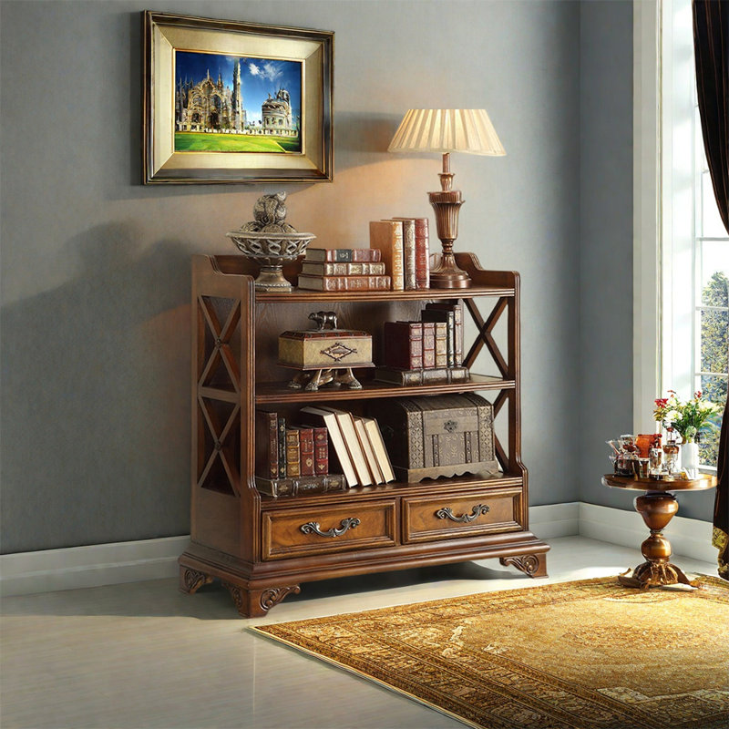 Vintage Birch Solid Wood Brown Bookcase