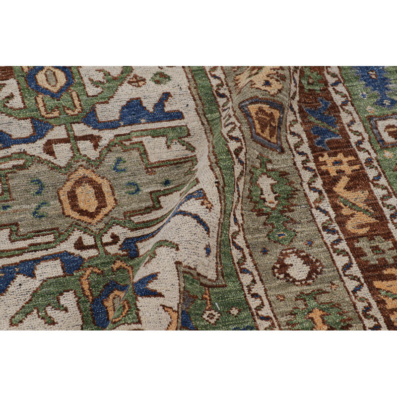 Burano Hand Knotted Wool Geometric Area Rug, Square 4'
