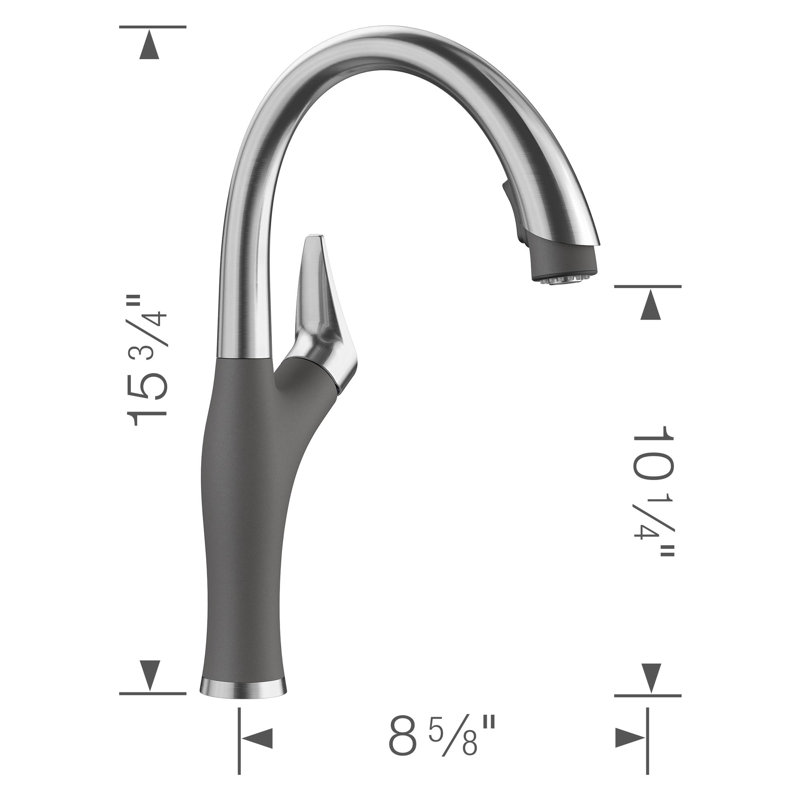 Robinet de cuisine à double jet Artona, Cendre, 1,5 gallons par minute