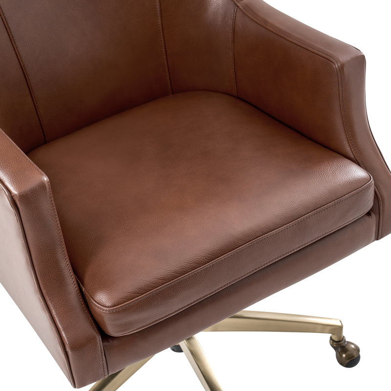 Fauteuil de direction pivotant en cuir véritable Heeg, Brun