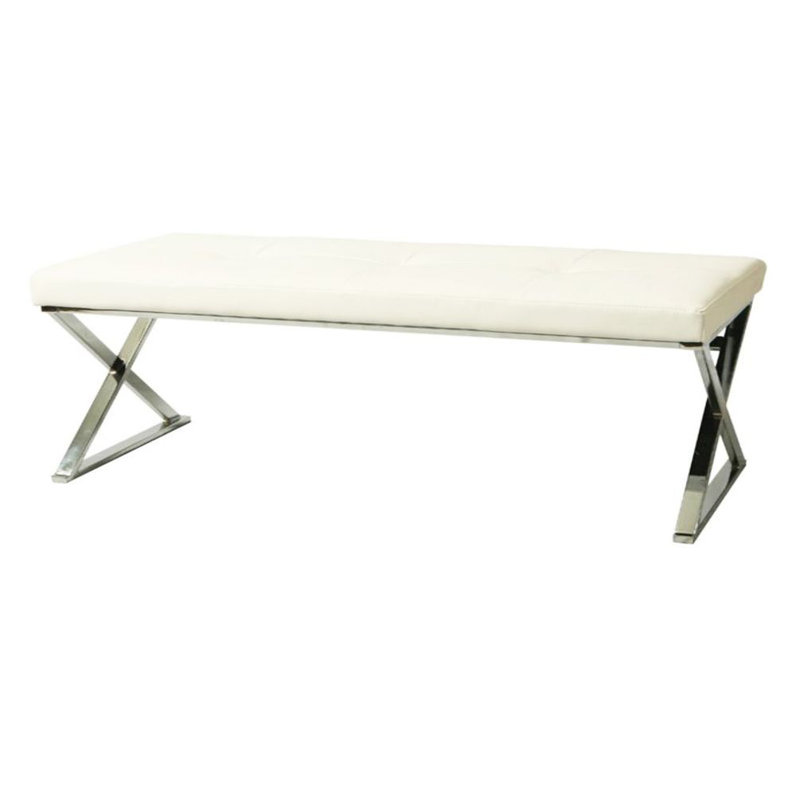 Banc recouverts de tissu d'ameublement, Blanc