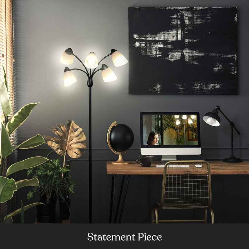 Led Floor Lamp - Multi-Head Dimmable Standing Lamp With Adjustable Gooseneck Arms For Living Rooms, Offices & Bedrooms