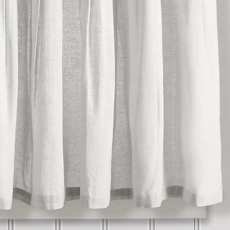 Linen Button Cotton Blend Tailored Cafe Curtain, 29" W x 36" L, Gray/White