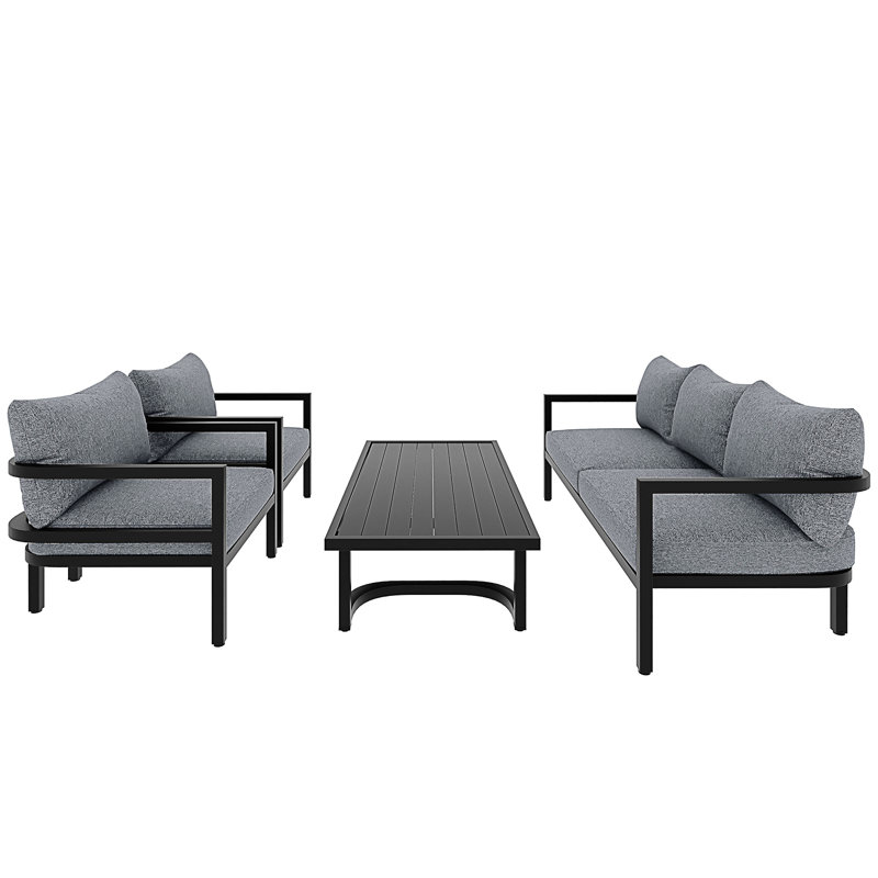 Multi-Person Outdoor Steel Sofa Set, Gray