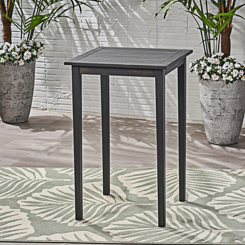 Outdoor  Wood Square Bar Table, Dark Gray