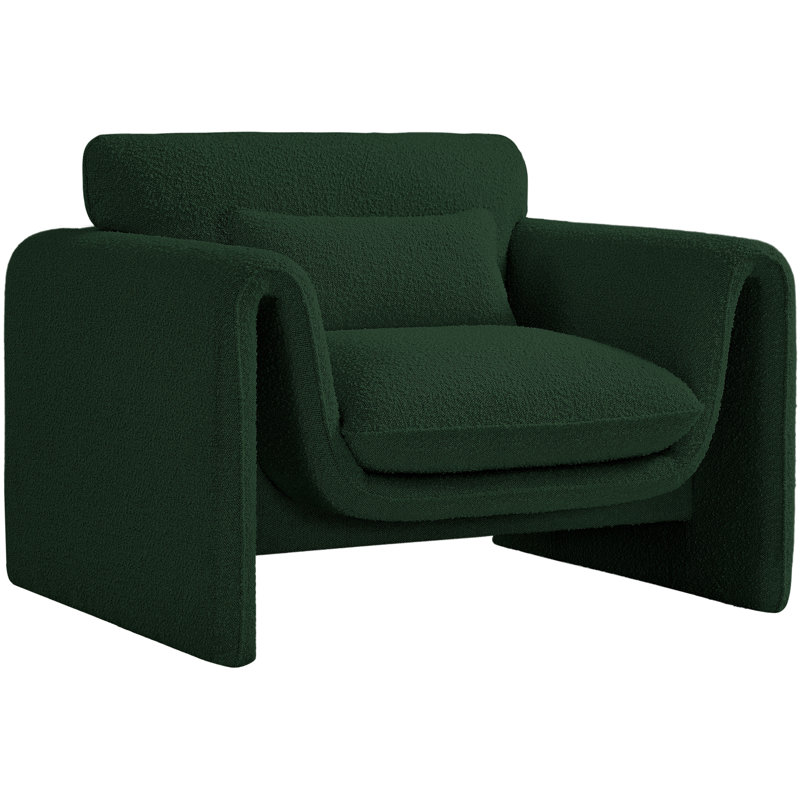 Chaise l 42 po, Tissu bouclé vert