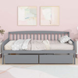 Twin-Size Pine Wood Daybed With Two Storage Drawers, Sofa Bed With Bed Platform Of 10 Support Slats