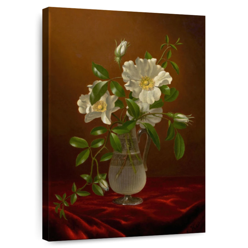 Cherokee roses dans un vase en verre, H 24 po x l 16 po