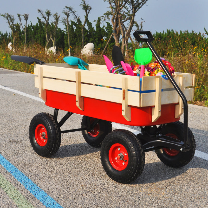 Wood Railing Wagon Tailgating Game, Red