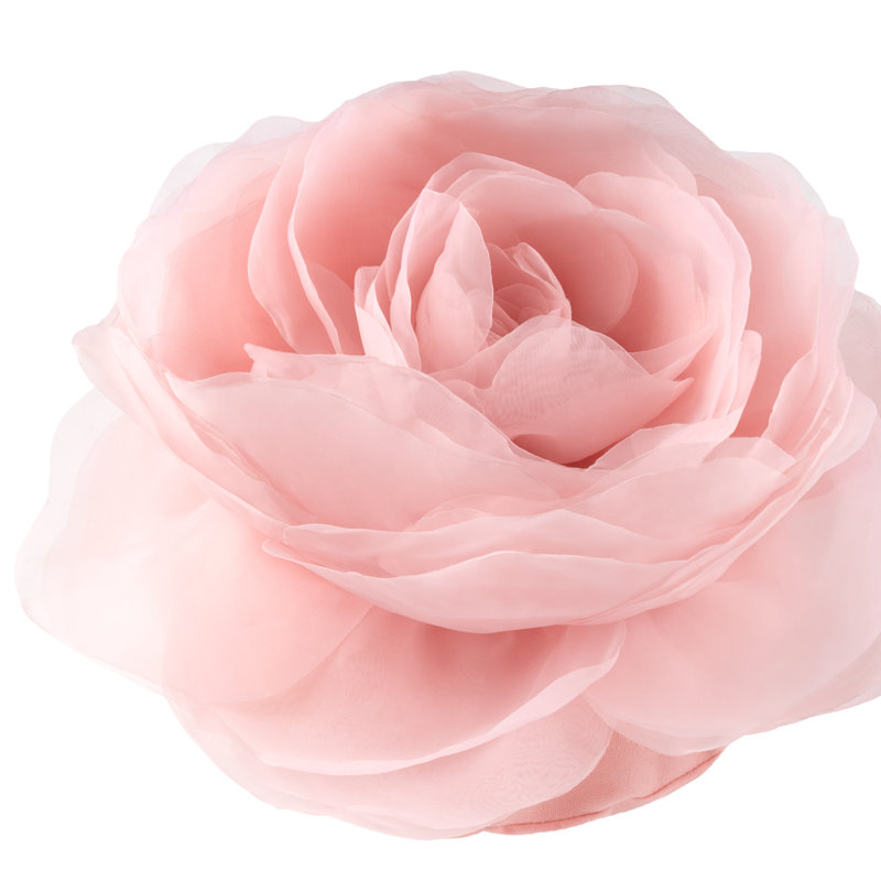 Simulation Rose Flower Throw Pillow Decorative Round Floral Accent Pillow Cover & Insert, Bright Pink, 14" x 14"