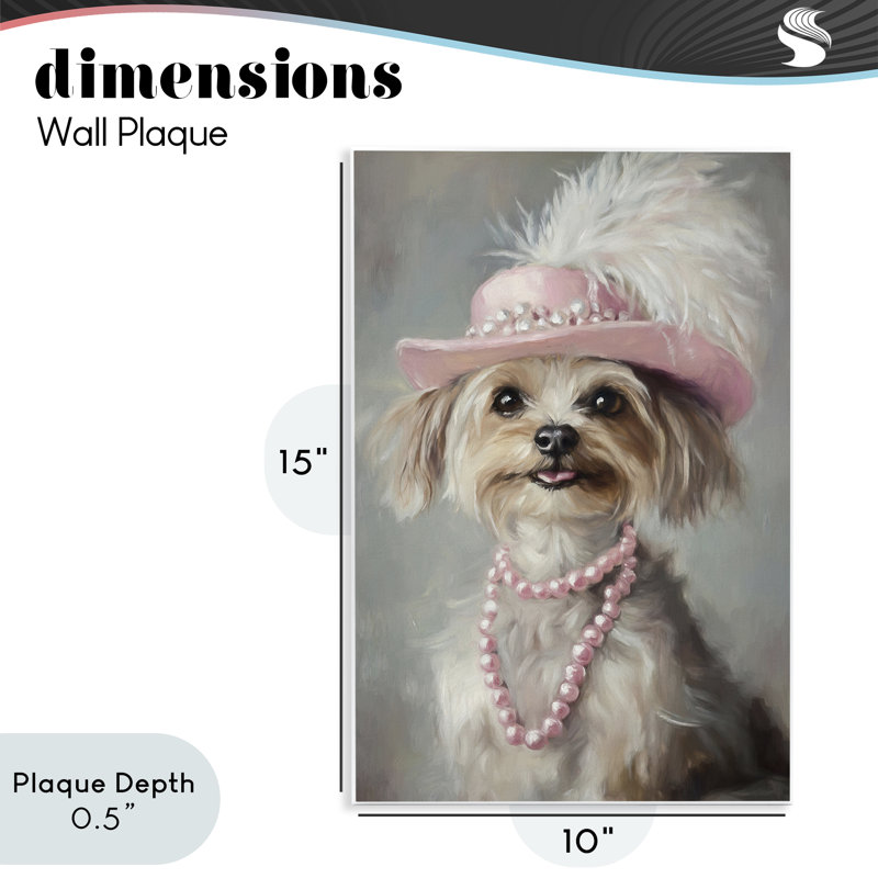 Lady Yorkie Portrait, plaque murale, design par Tina LeCour, H 15 po x l 10 po