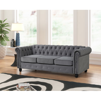 Neillsville 81"" Linen Rolled Arm Chesterfield Sofa -  Darby Home Co, EAD4C36DD18345CCA4F9EF7752899DC1