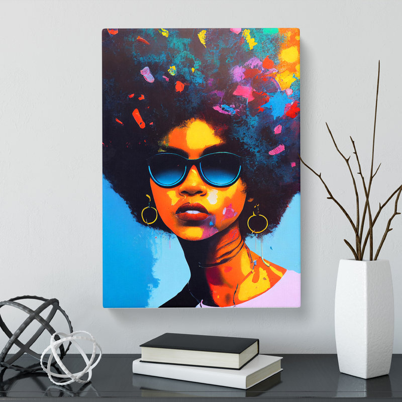 CAN-V0523-2936X Woman With Afro Hydrodipped 1 Piece Wrapped Canvas Wall Art, 76cm H x 50cm W